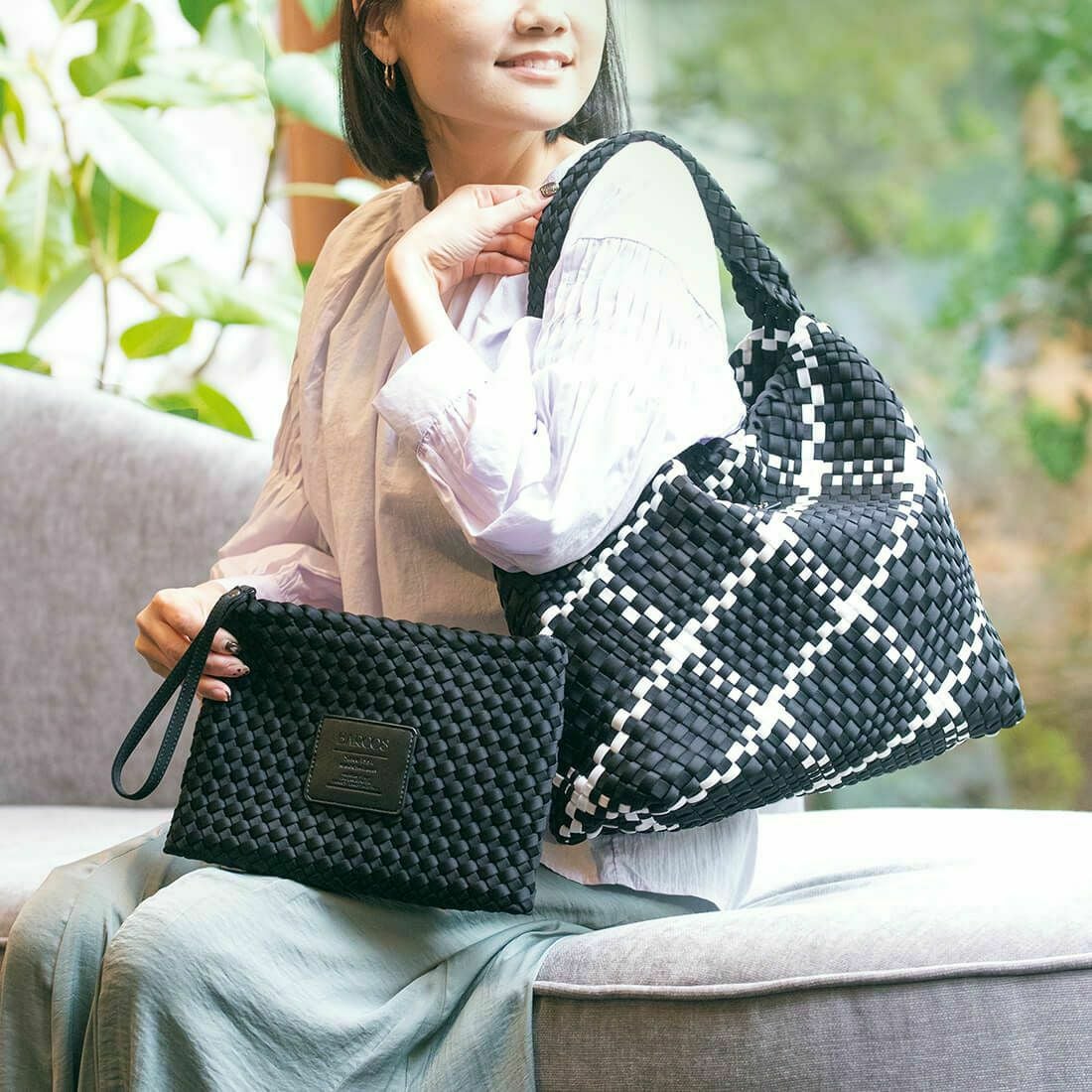 バイカラーメッシュ1本手トートバッグ