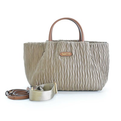 プリーツ加工ナイロン3wayハンドバッグ