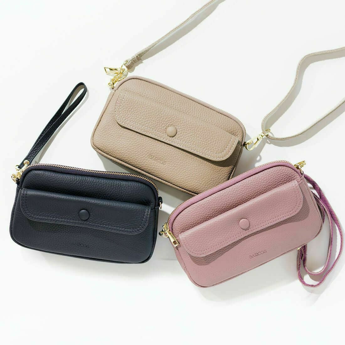 シュリンクレザー横長ポシェット