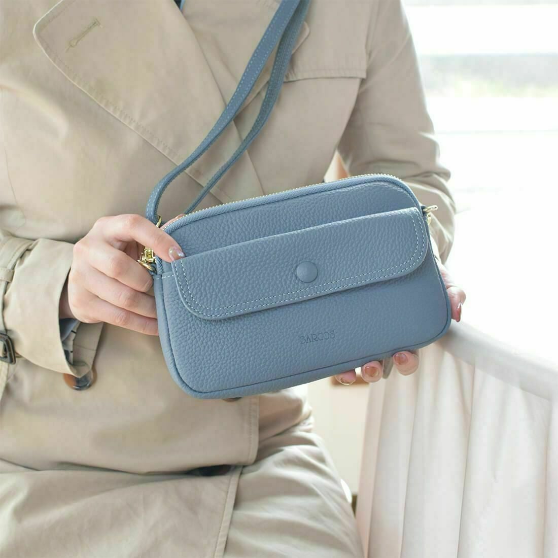 シュリンクレザー横長ポシェット