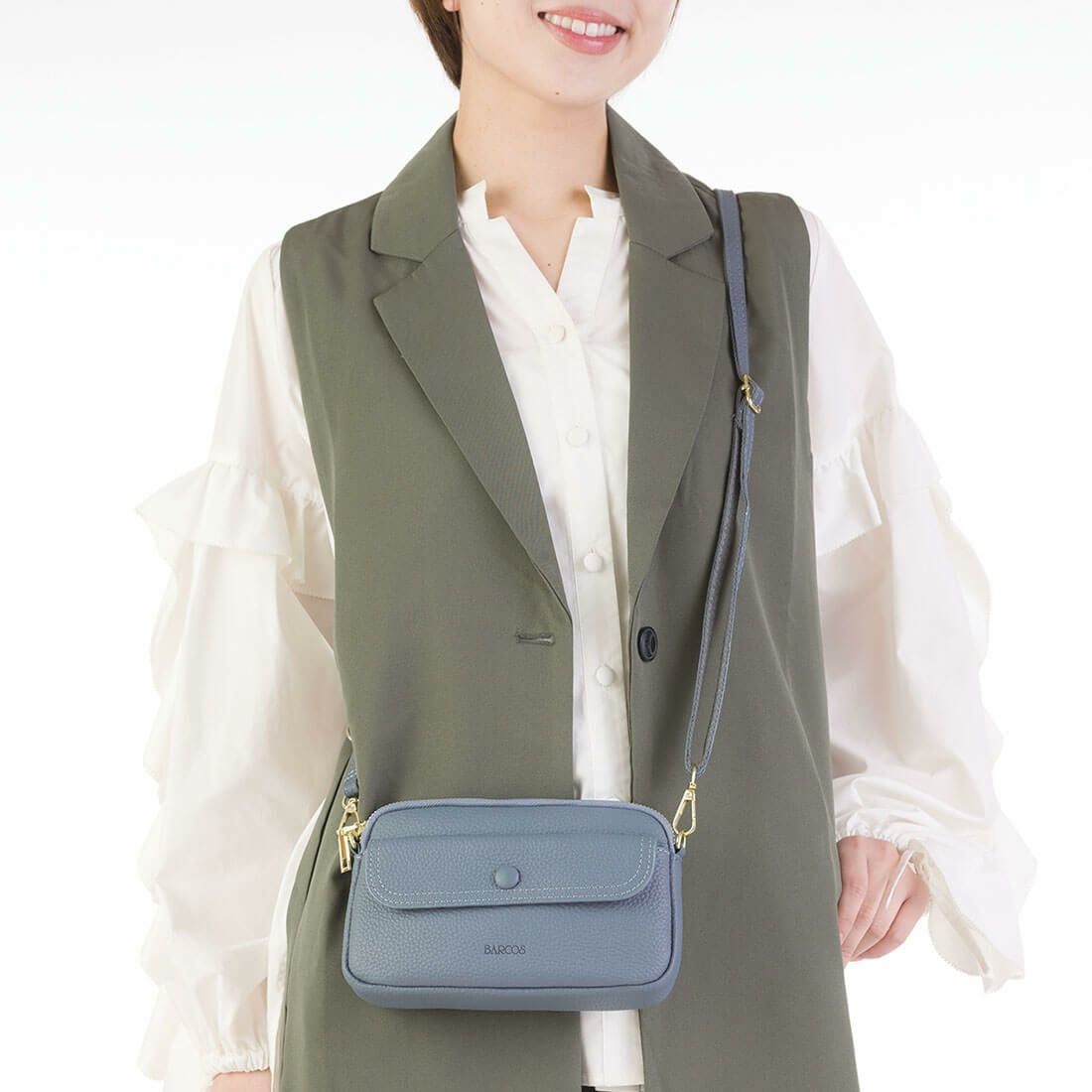 シュリンクレザー横長ポシェット