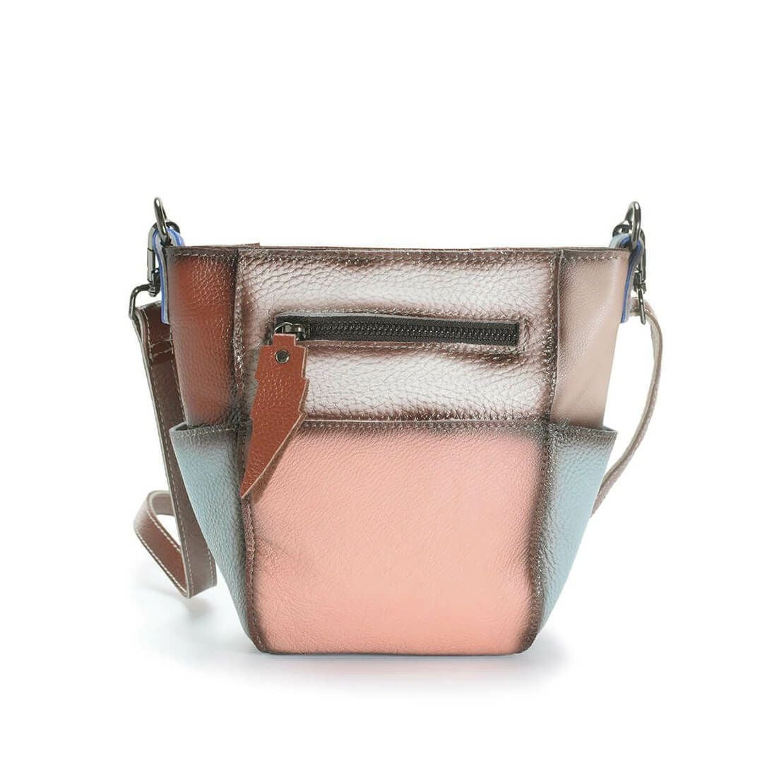 パッチワーク風レザーショルダーバッグ