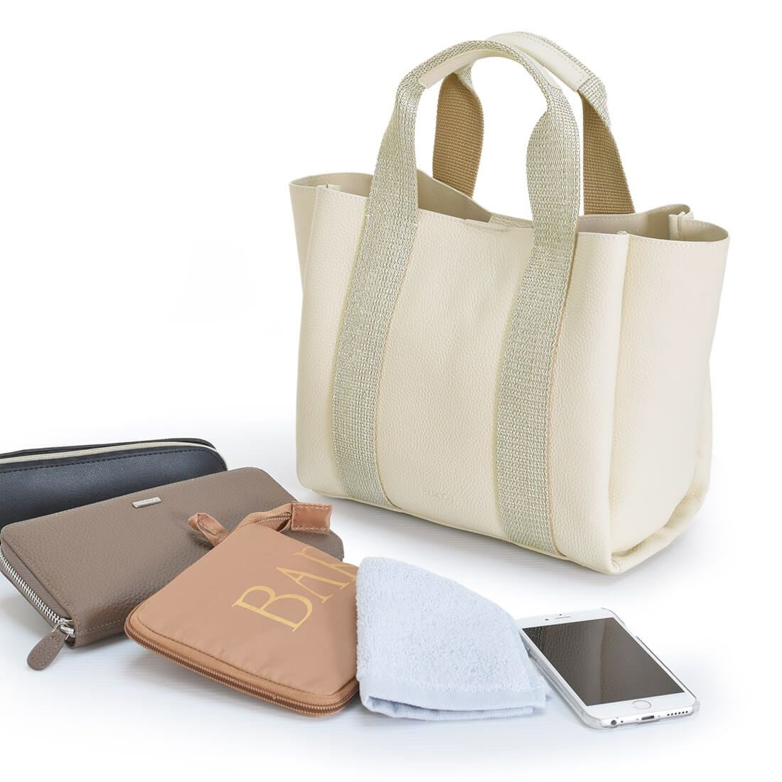 ラメテープデザイン3層ハンドバッグ