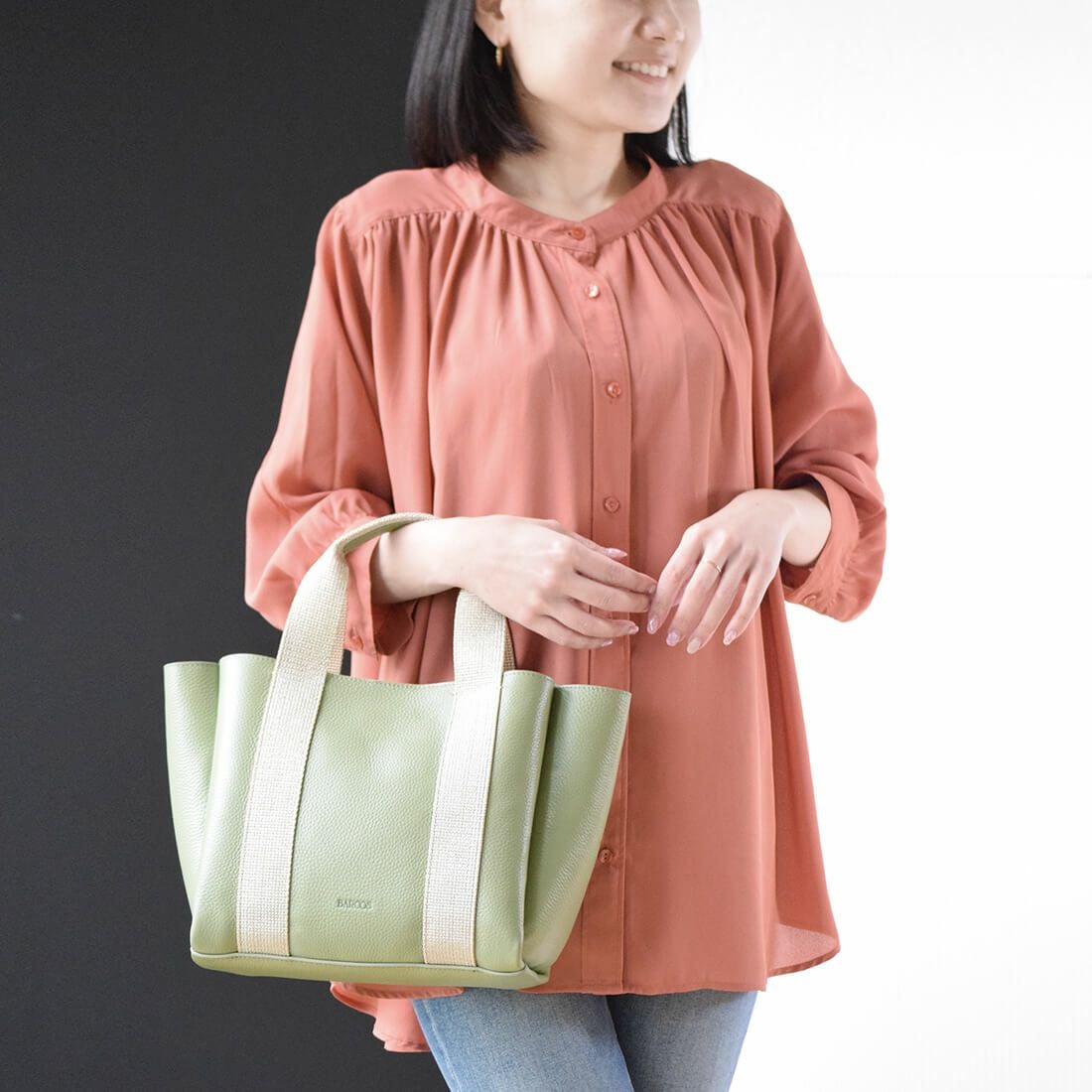 ラメテープデザイン3層ハンドバッグ