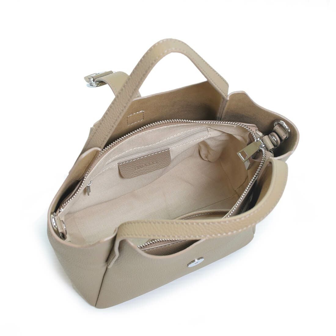 ポーチ付きシュリンクレザー2wayハンドバッグ