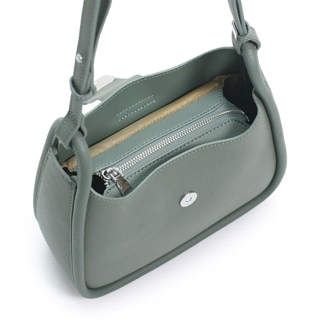 ベルトデザインシュリンクレザーショルダーバッグ