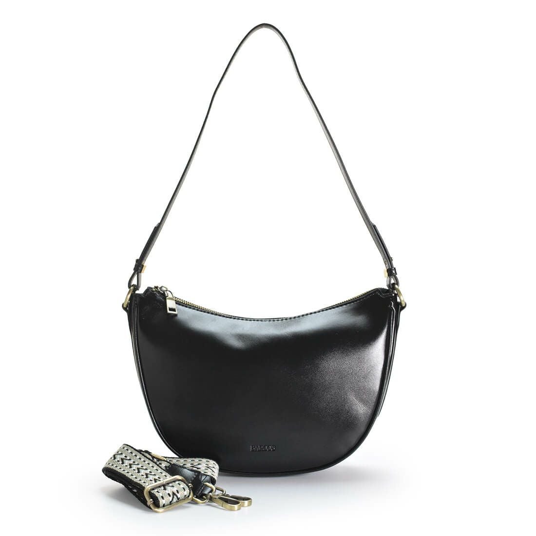 半月型シャイニングレザー2wayショルダーバッグ