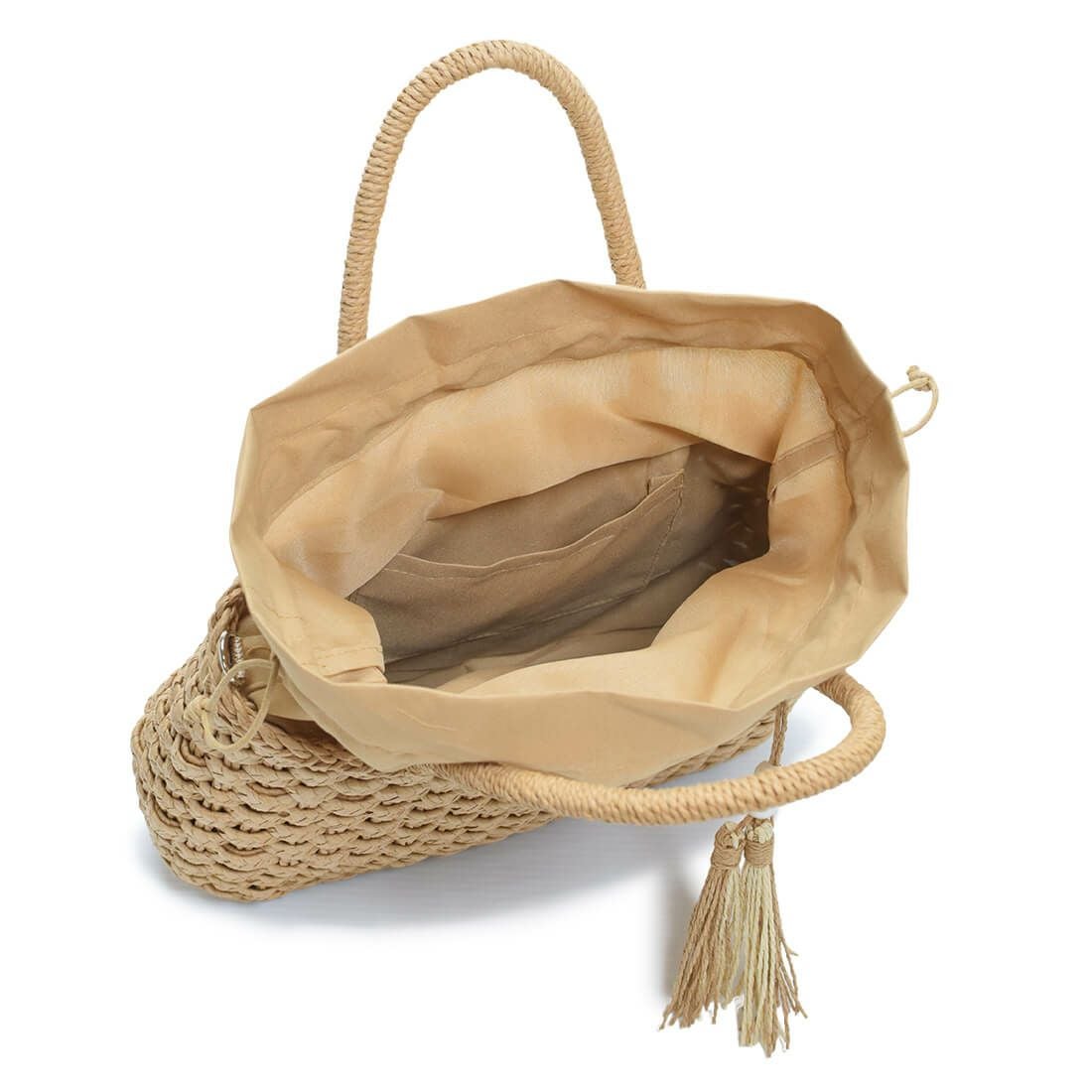 チャーム付きかごハンドバッグ