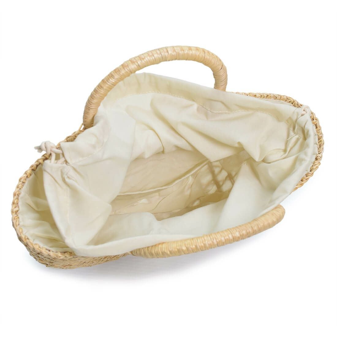 すかし編みデザインラウンドかごバッグ