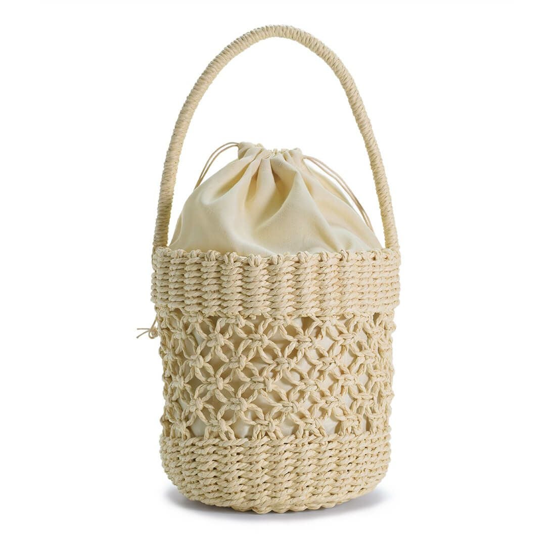 すかし編みデザインワンショルダーかごバッグ