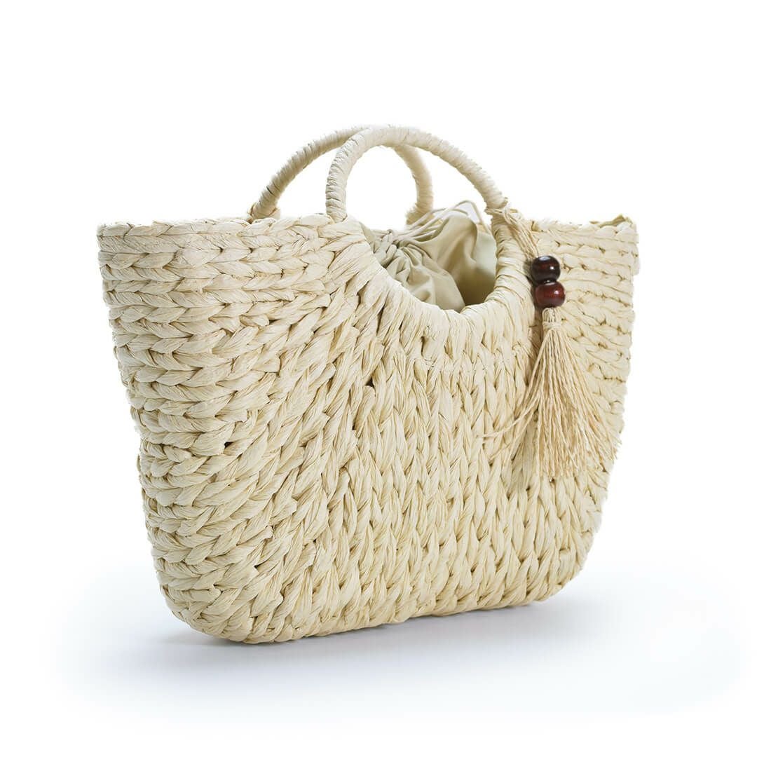 Made in bali / ラウンド型カゴバッグ バリ直輸入】ラウンド ショルダーバッグ(黄色×白×編込み)/丸型カゴ