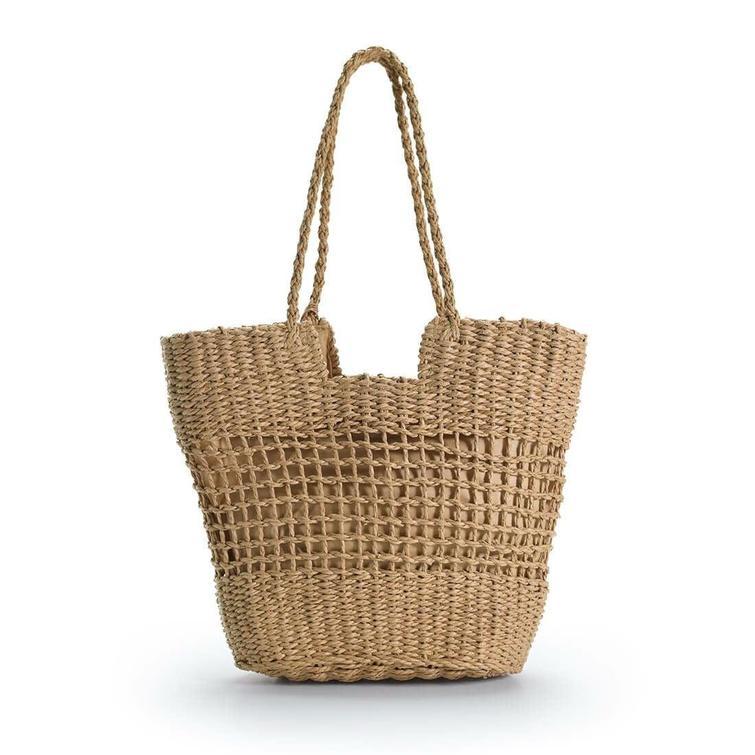 透かし編みデザインかごバッグ