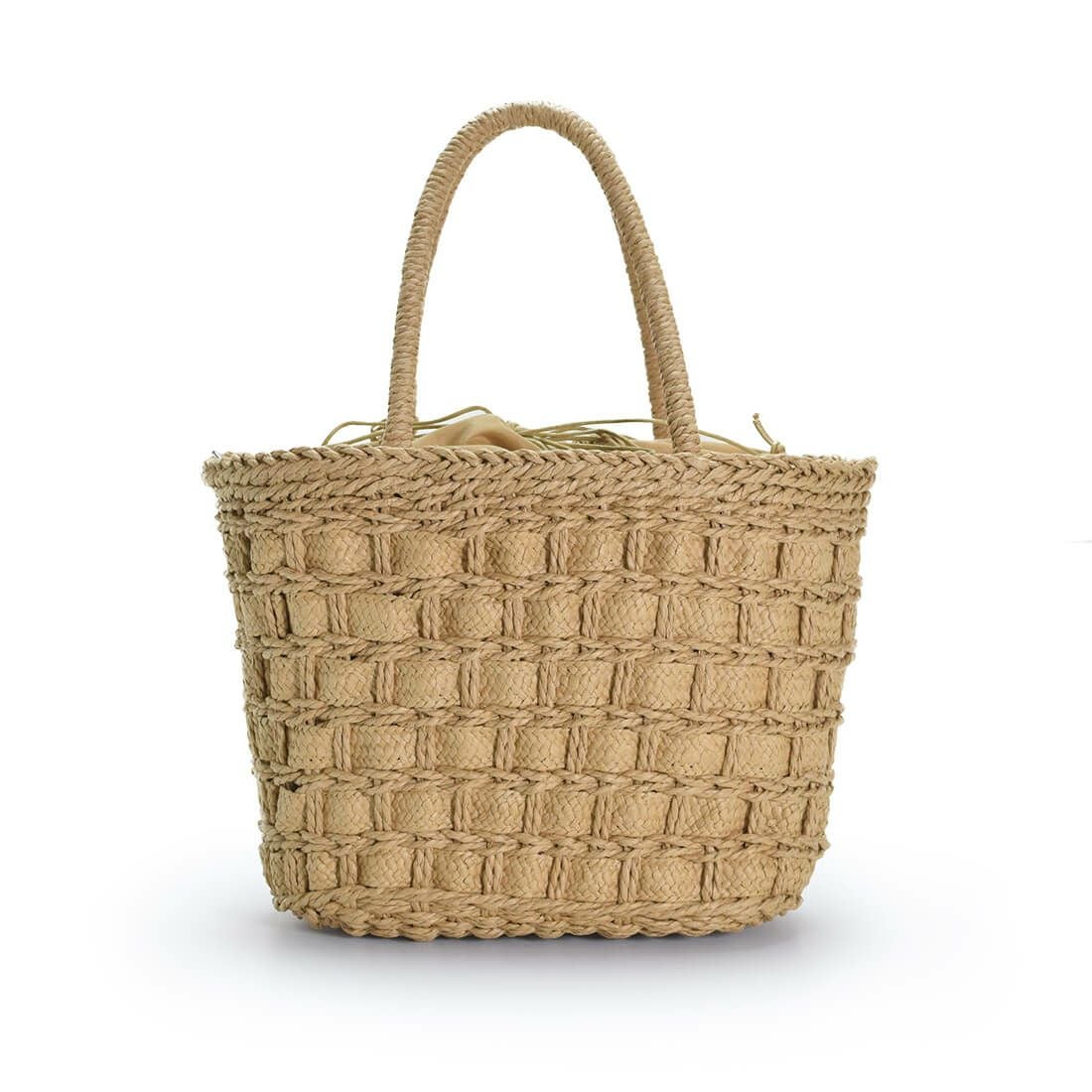 チャーム付きかごハンドバッグ