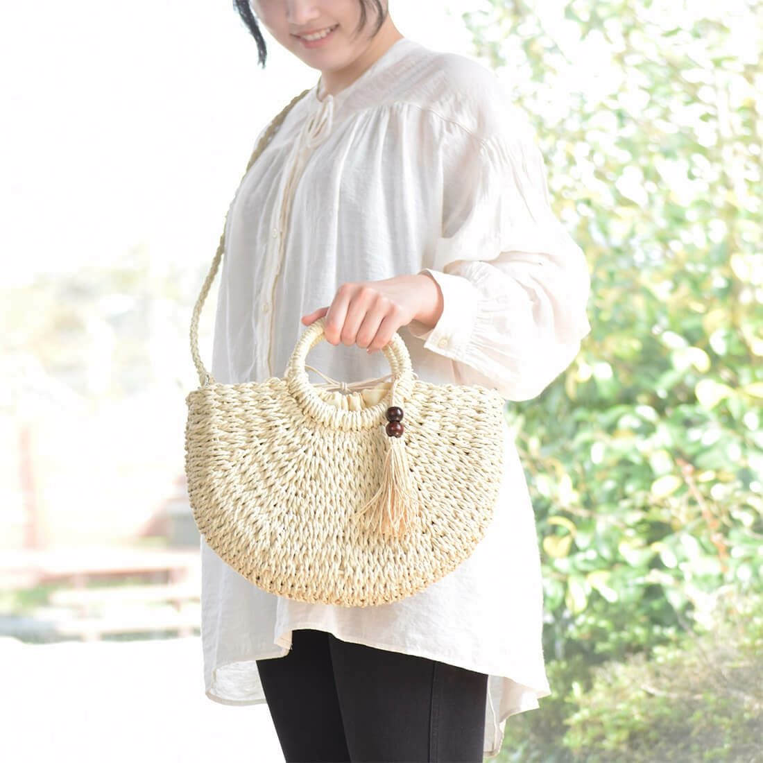 ラウンドショルダーかごバッグ