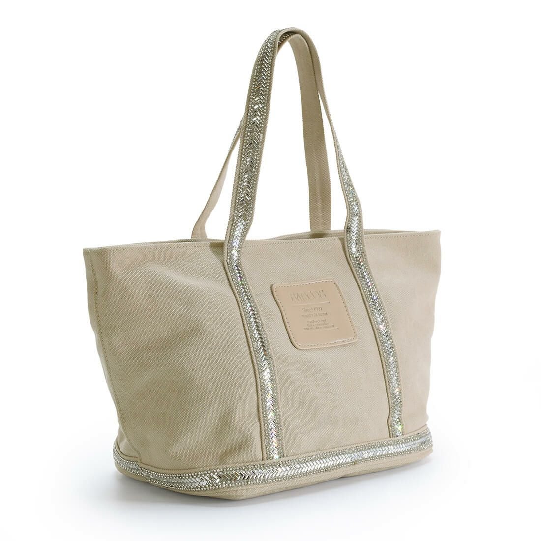 ビジュー付きキャンバストートバッグ