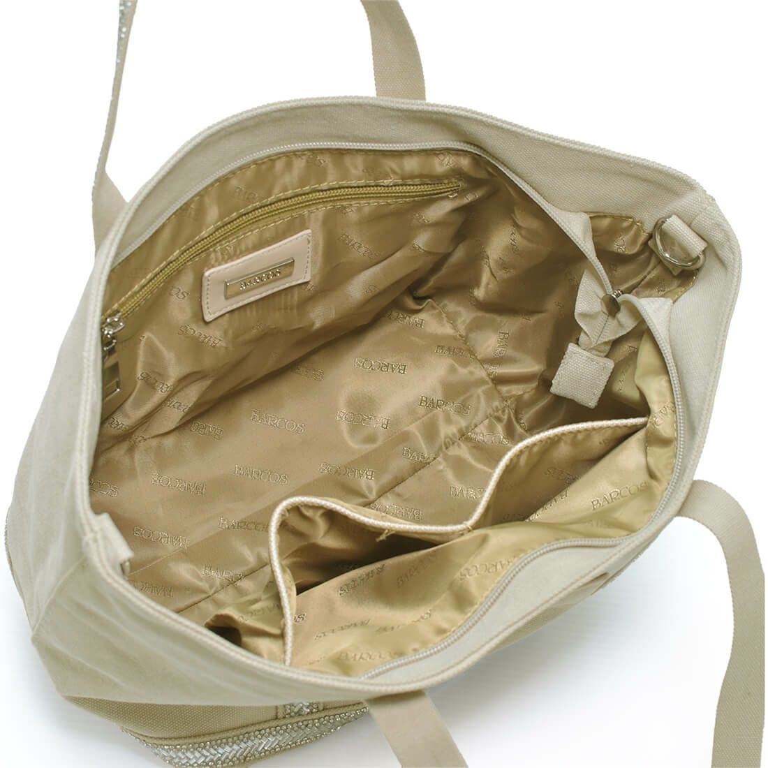 ビジュー付きキャンバストートバッグ