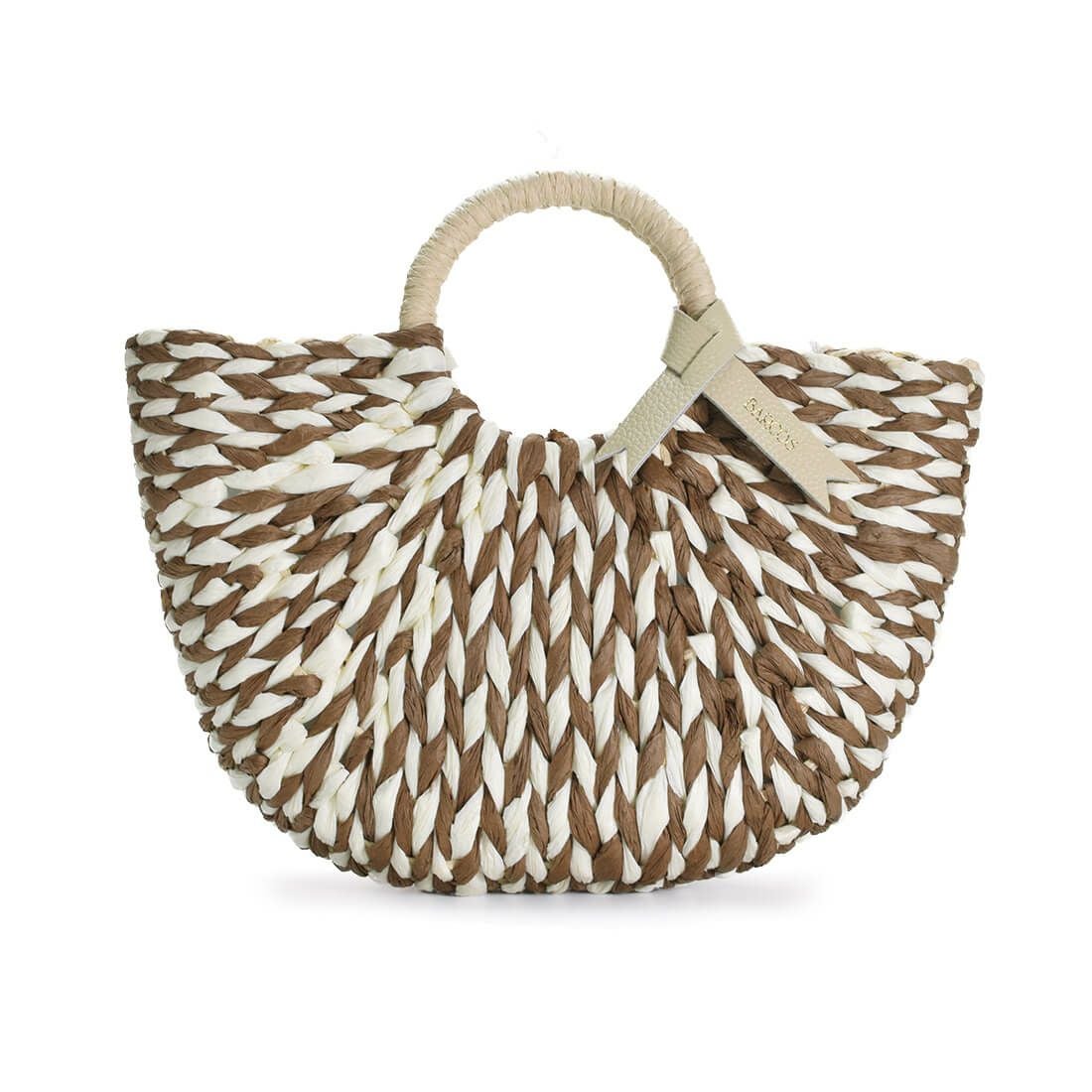 バイカラーラウンドかごバッグ（小サイズ）