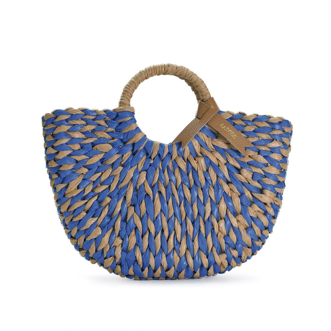 バイカラーラウンドかごバッグ（小サイズ）