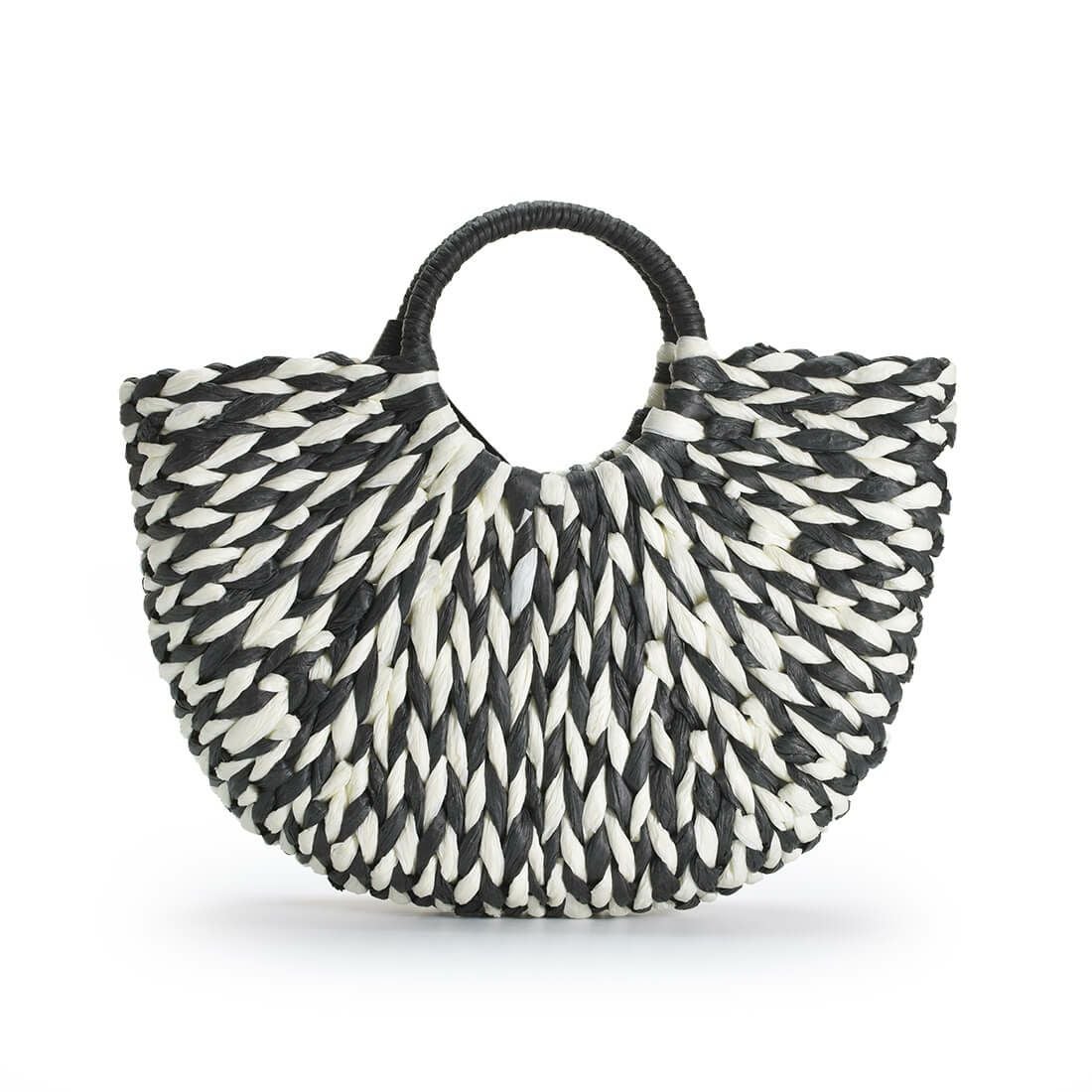 バイカラーラウンドかごバッグ（小サイズ）