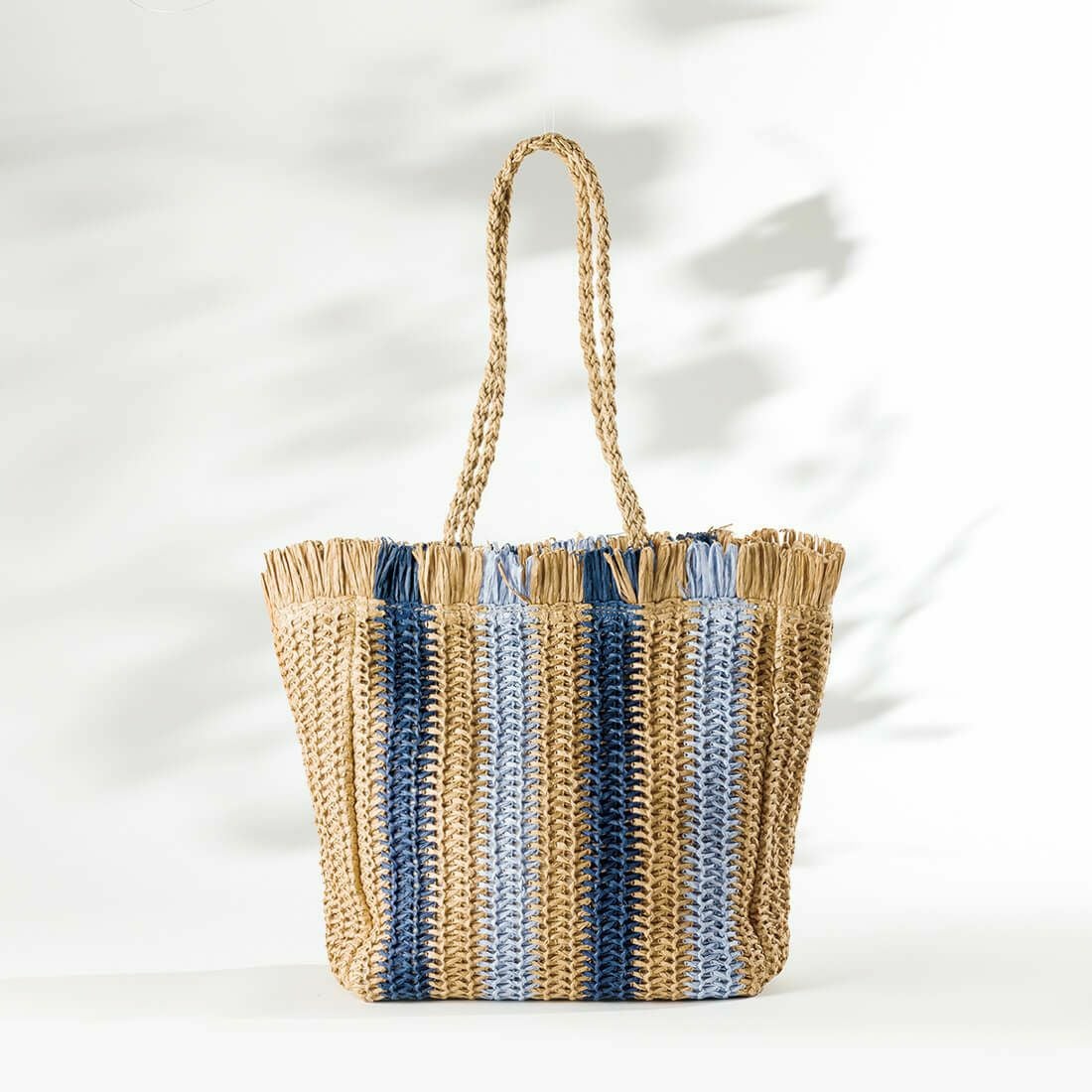ストライプかごトート