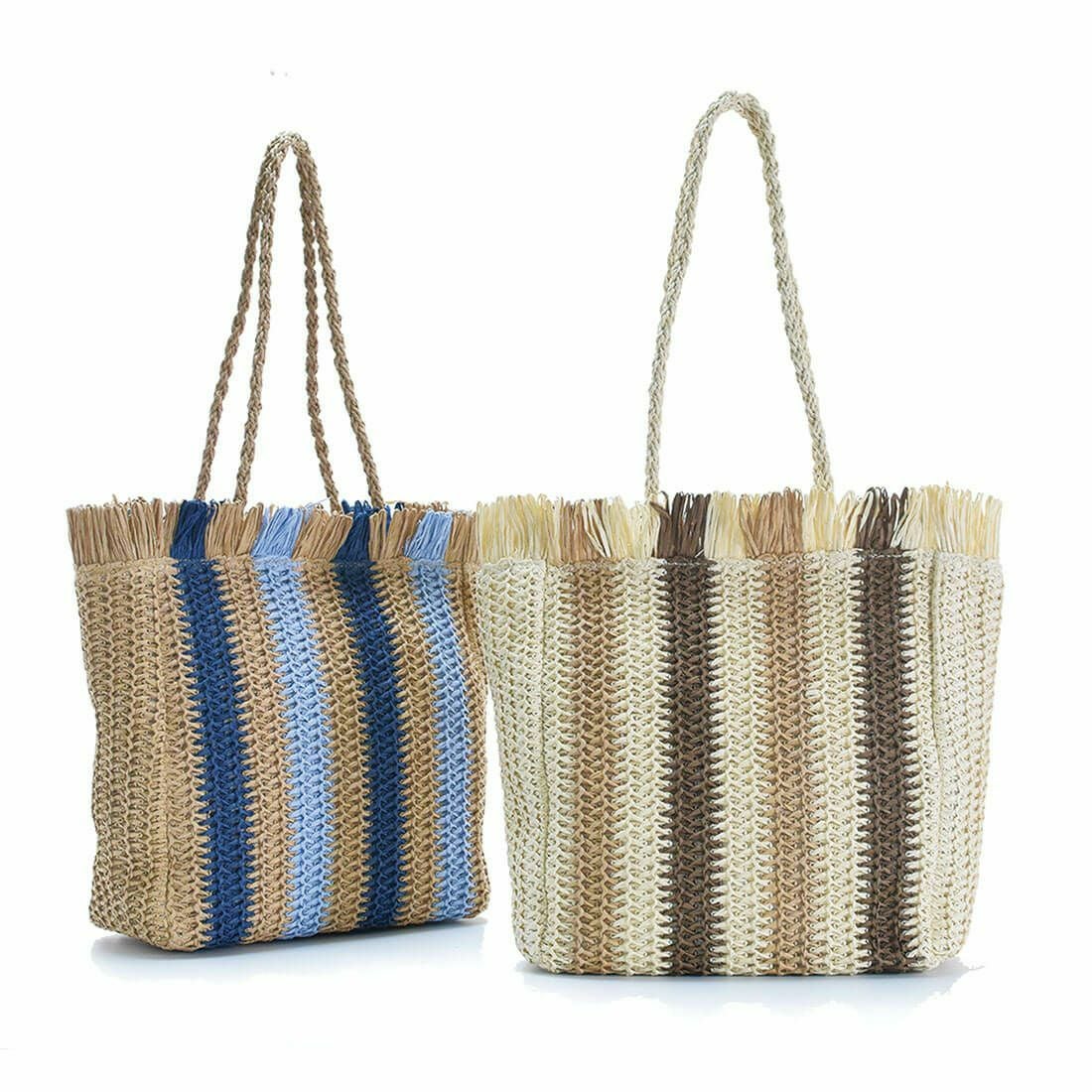 ストライプかごトート