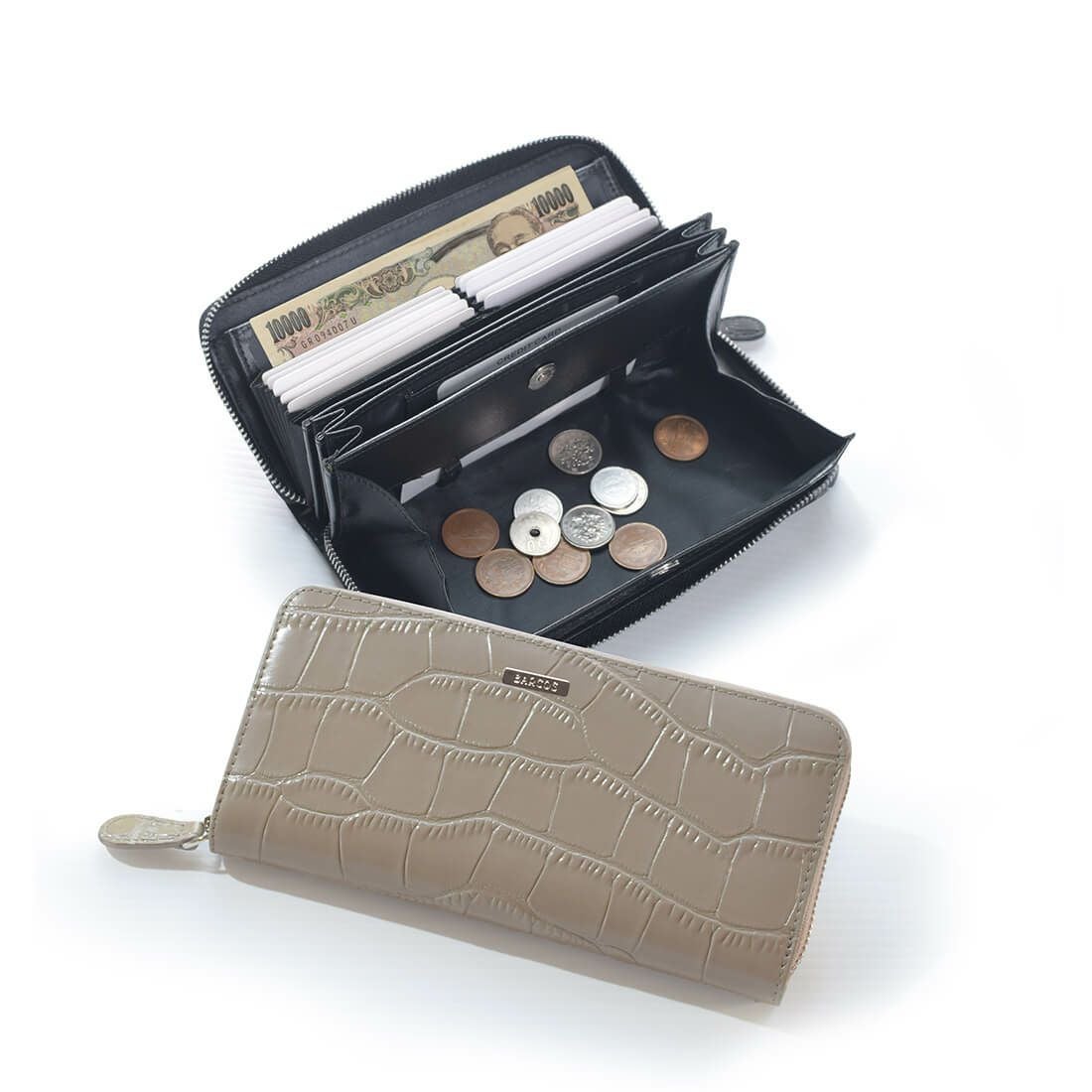 クロコ調ギャルソン型長財布