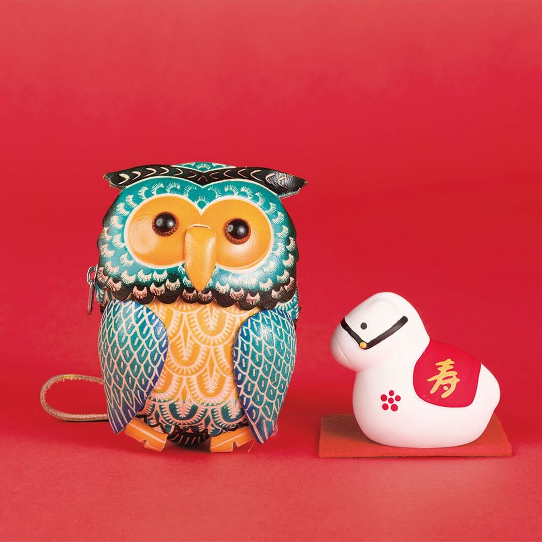 フクロウモチーフポーチ