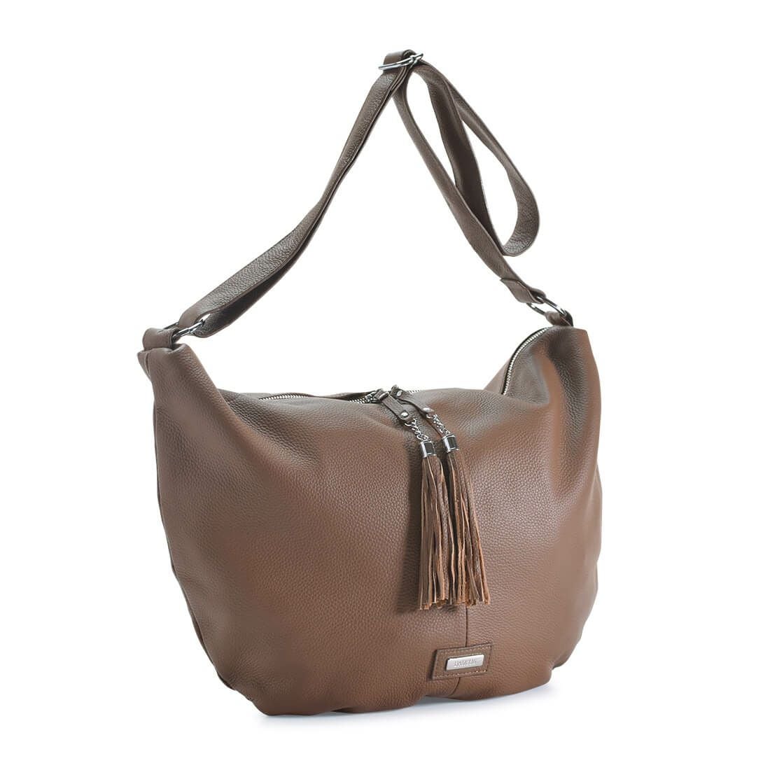 半月型レザーショルダーバッグ