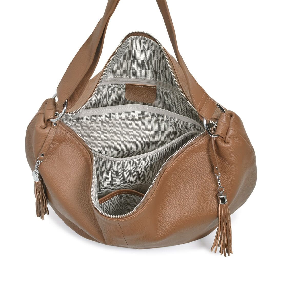 半月型レザーショルダーバッグ