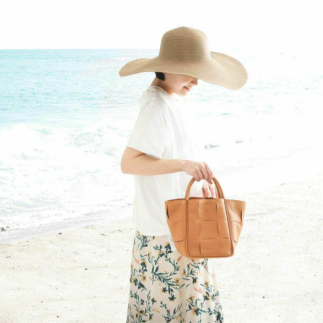 カットデザインレザー2wayハンドバッグ