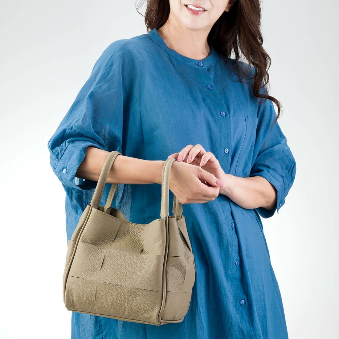 カットデザインレザー2wayハンドバッグ