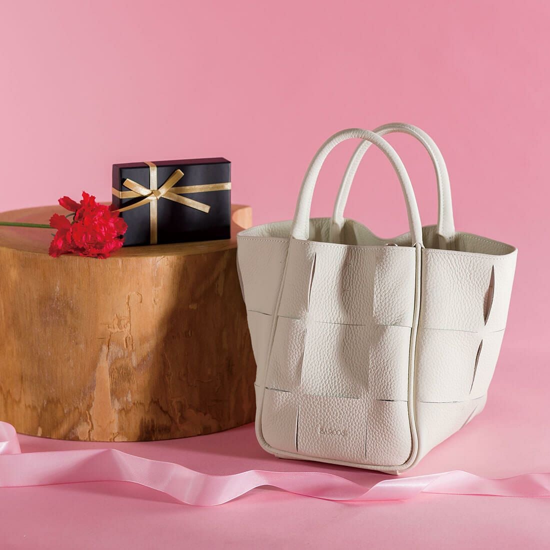 カットデザインレザー2wayハンドバッグ