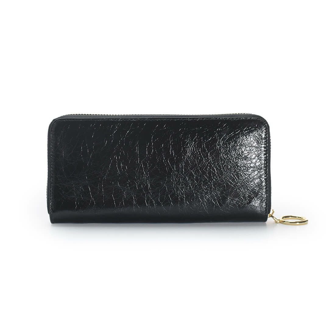 しわパテントレザーラウンド型財布