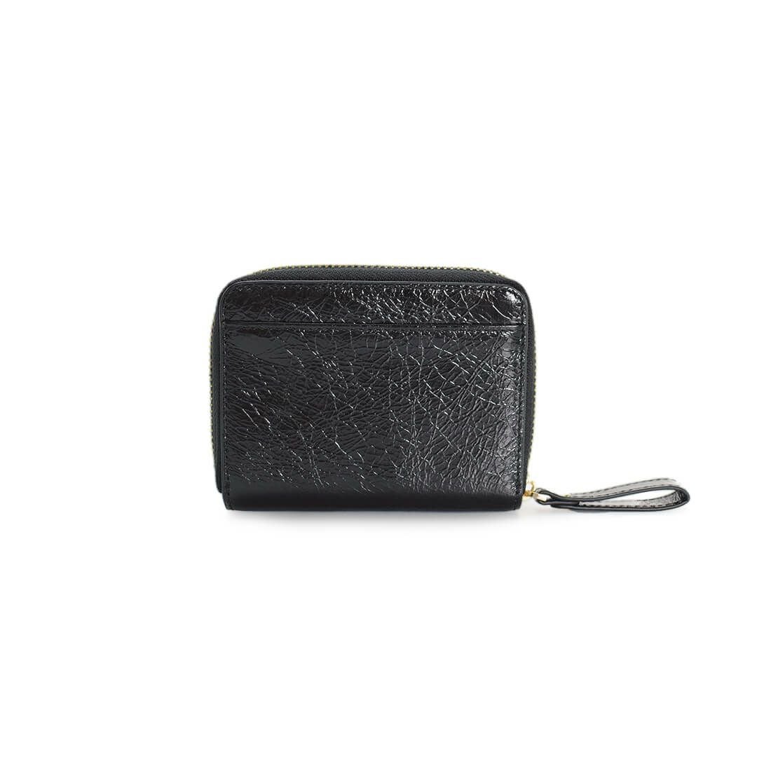 しわパテントレザー蛇腹ミニウォレット