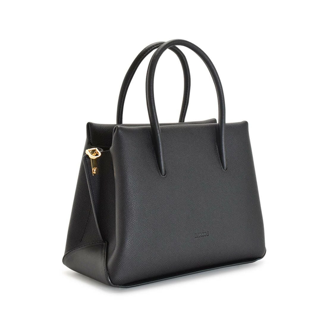 サフィアノ調レザースクエア型ハンドバッグ