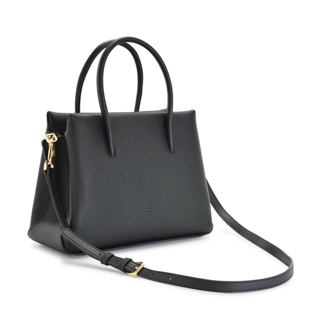 サフィアノ調レザースクエア型ハンドバッグ