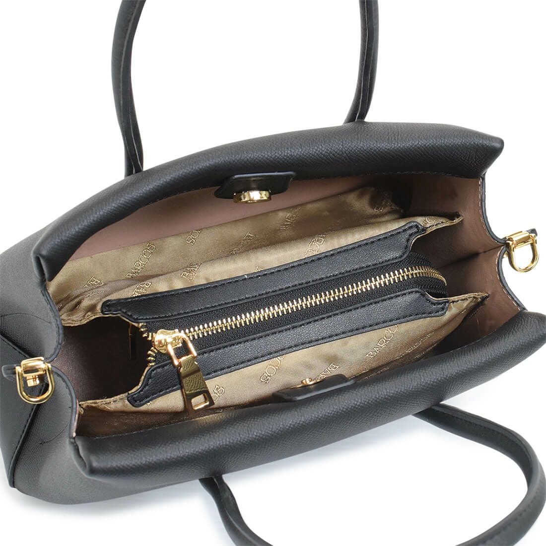 サフィアノ調レザースクエア型ハンドバッグ