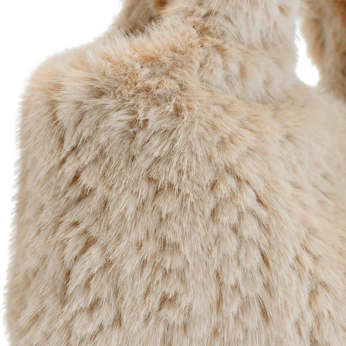 編み込み風フェイクファーハンドバッグ