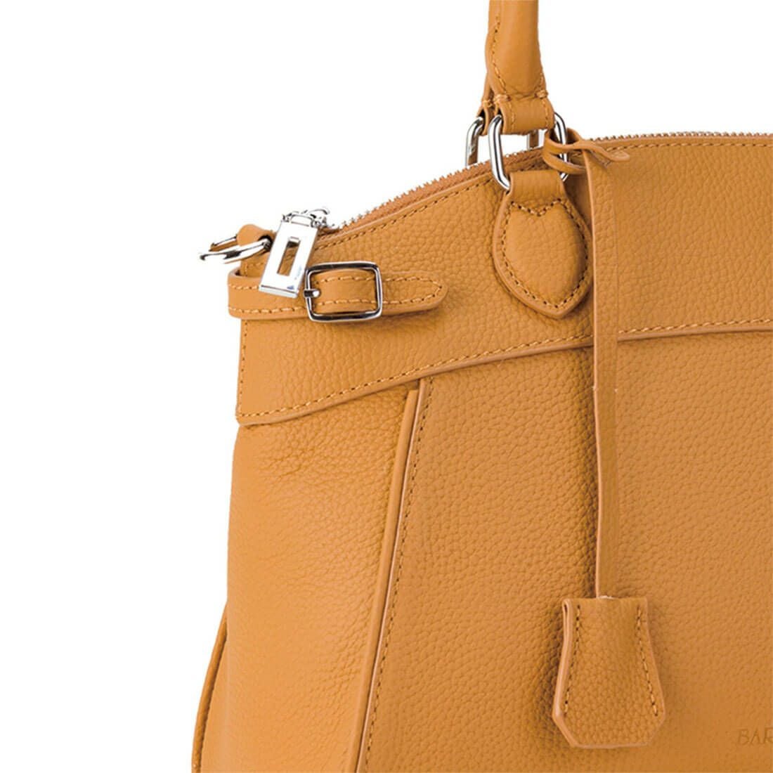 チャーム付き2way牛革ハンドバッグ