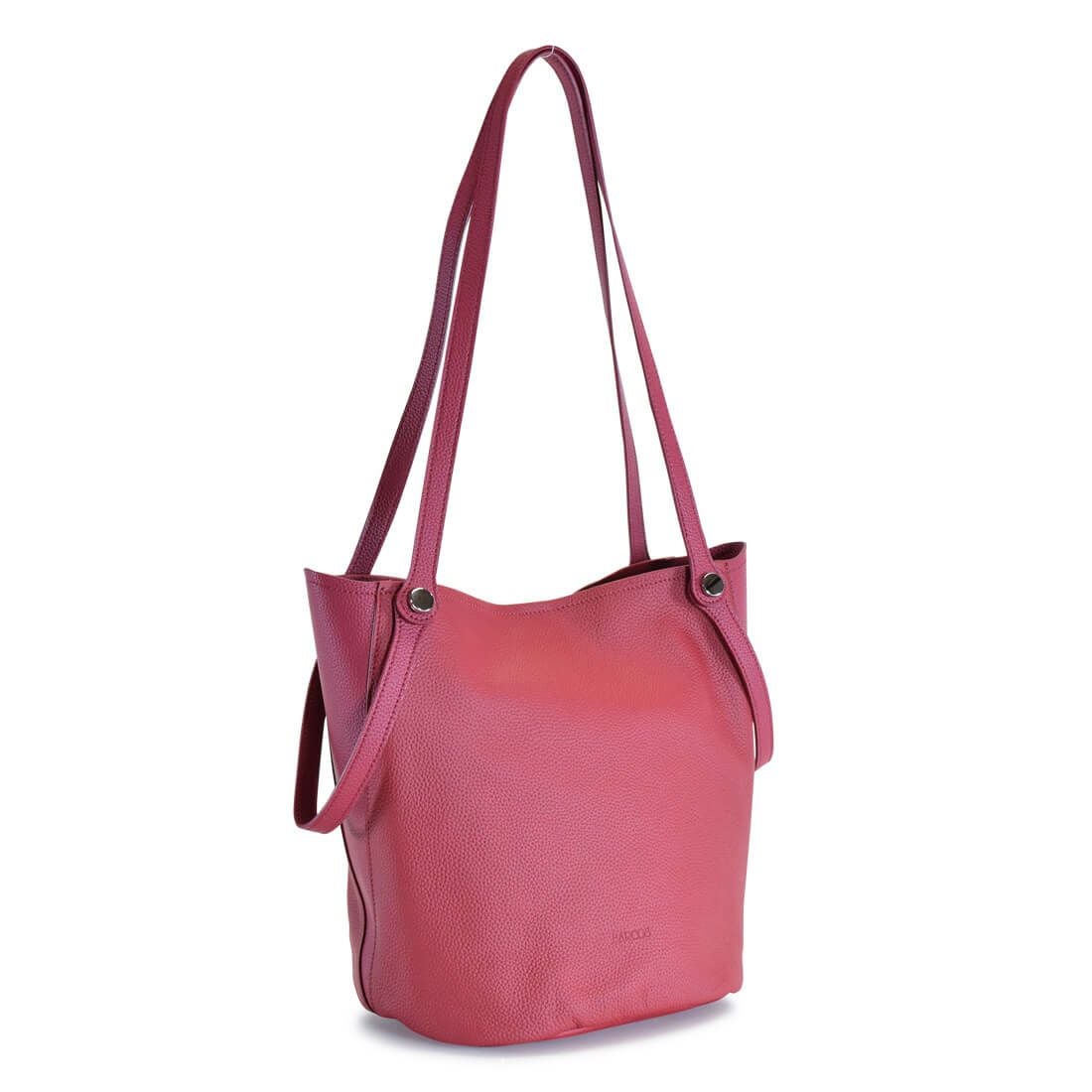 巾着ポーチ付き2wayシュリンクレザーハンドバッグ