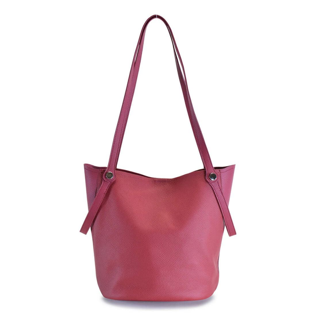 巾着ポーチ付き2wayシュリンクレザーハンドバッグ