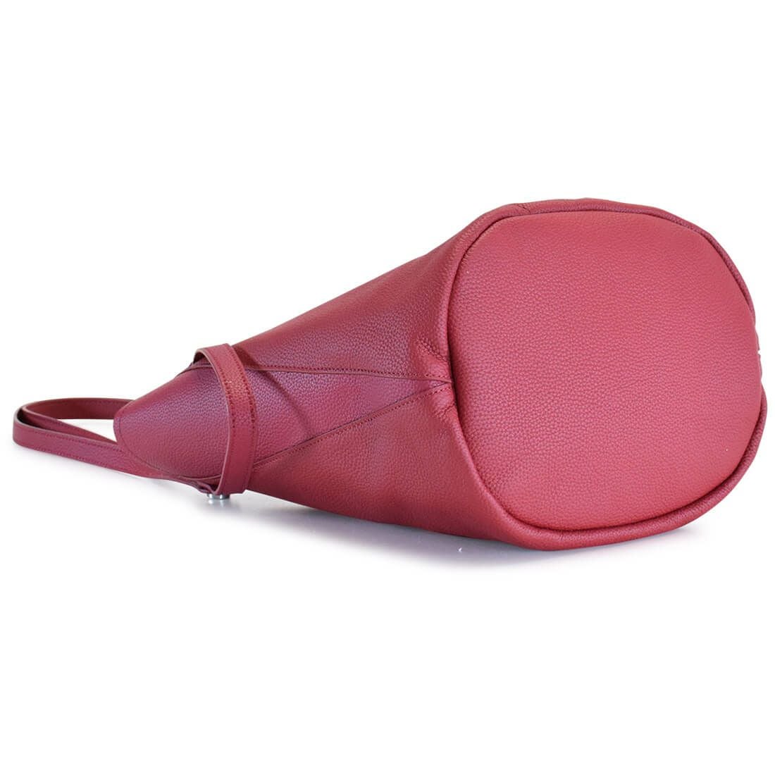 巾着ポーチ付き2wayシュリンクレザーハンドバッグ