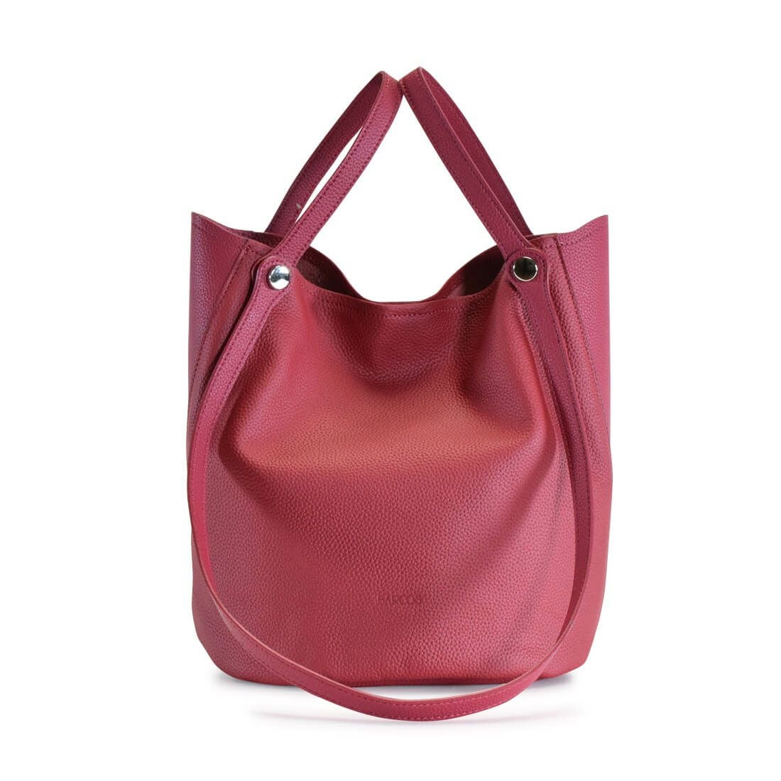 巾着ポーチ付き2wayシュリンクレザーハンドバッグ