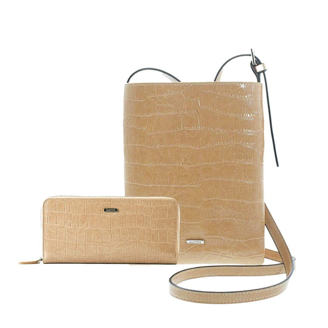 セット商品】クロコダイル型押しロングウォレット&ポシェットセット