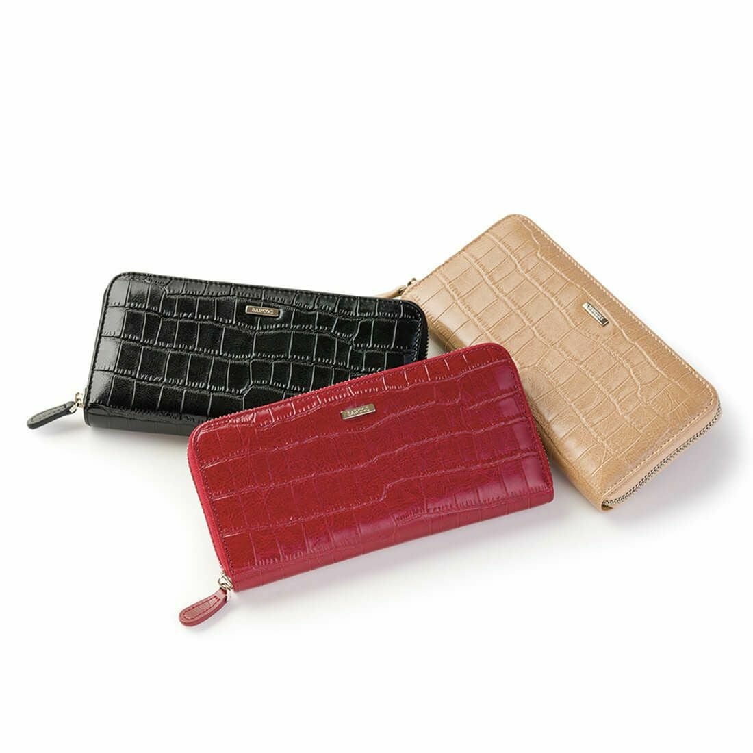 セット商品】クロコダイル型押しロングウォレット&ポシェットセット