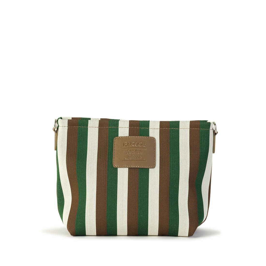 ストライプ柄ニット風ポーチ付きトートバッグ