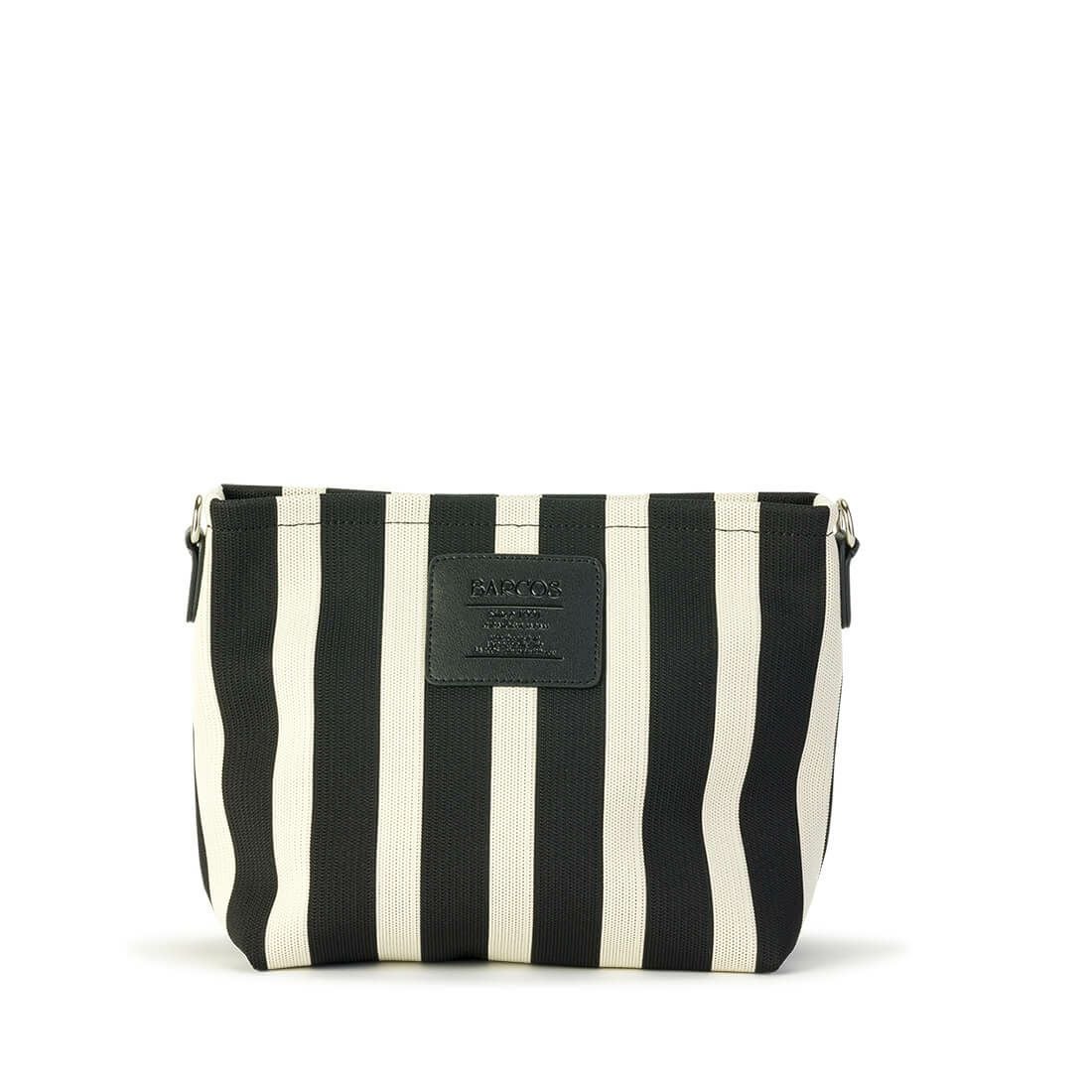 ストライプ柄ニット風ポーチ付きトートバッグ