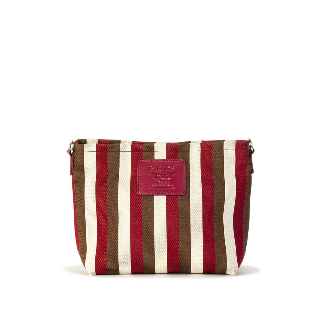 ストライプ柄ニット風ポーチ付きトートバッグ