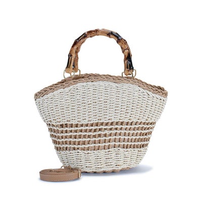 ウッドハンドル2wayかごバッグ