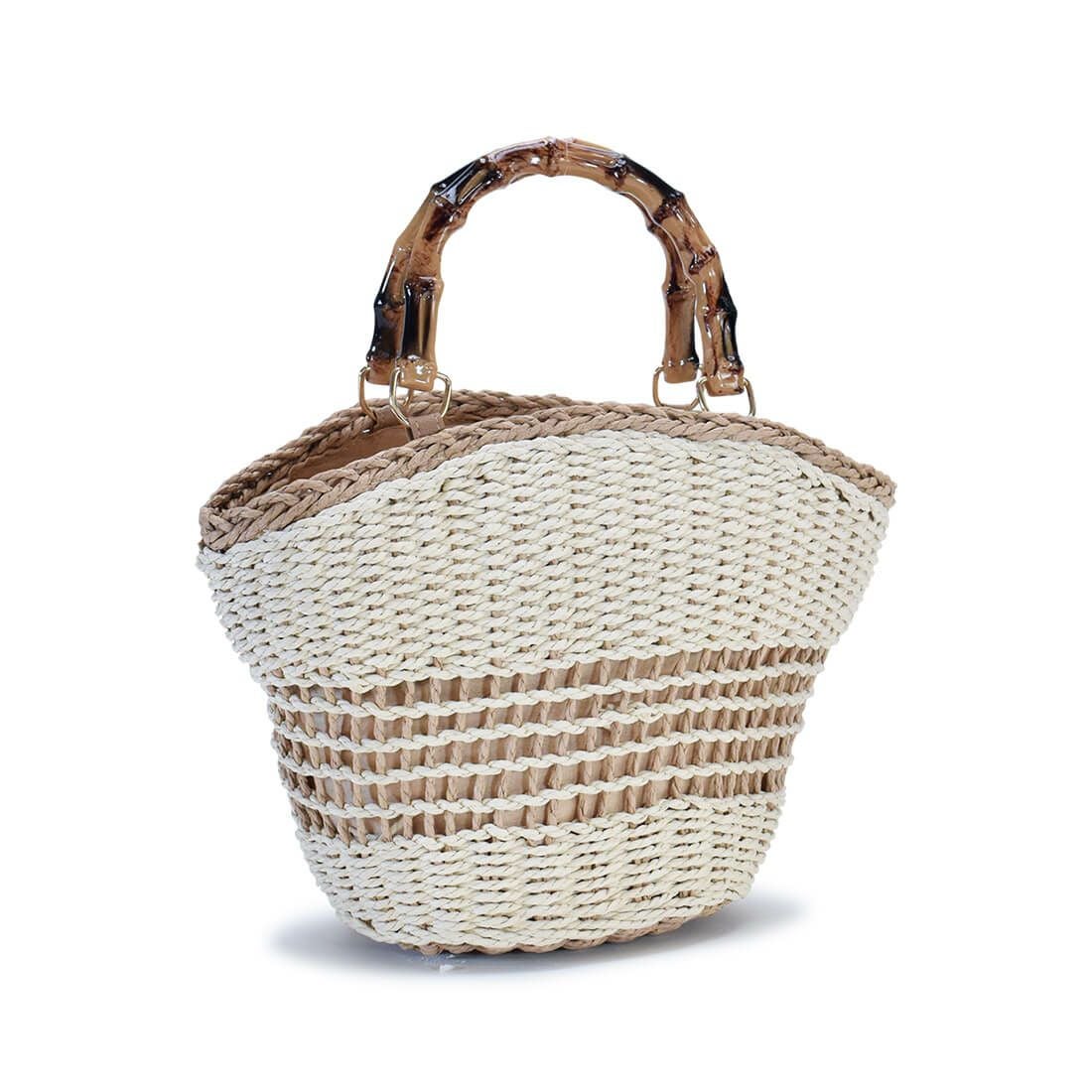 ウッドハンドル2wayかごバッグ